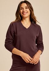 Scuba Knit V Neck Sweatshirt, MAPLE, small