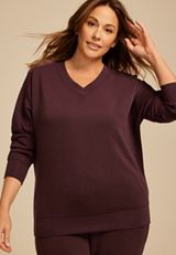 Plus Size Scuba Knit V Neck Sweatshirt, C1229, small