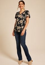 24/7 Holland Floral Tulip Sleeve Tee, BLACK COMBO, small
