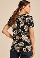 24/7 Holland Floral Tulip Sleeve Tee, BLACK COMBO, small