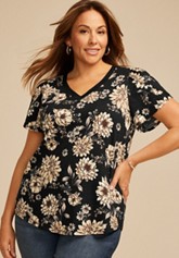 Plus Size 24/7 Holland Floral Tulip Sleeve Tee