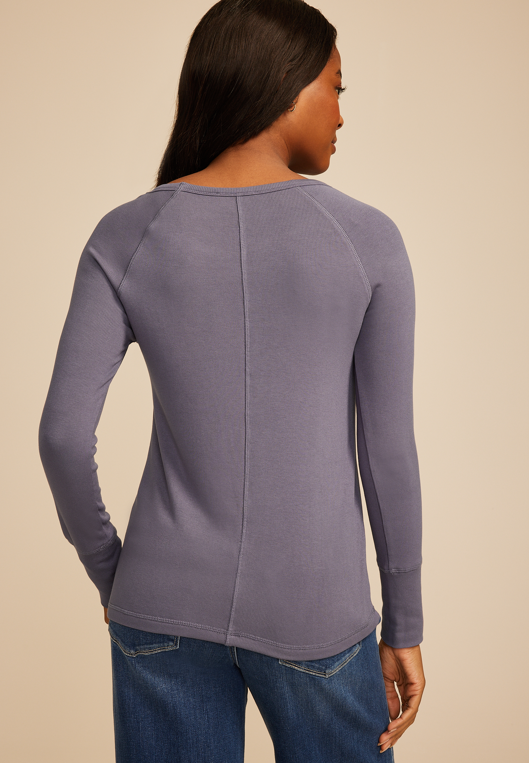 Soft Essential Crew Neck Snap Cuff Top, C3462, large