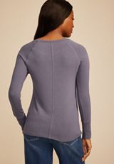 Soft Essential Crew Neck Snap Cuff Top, C3462, small