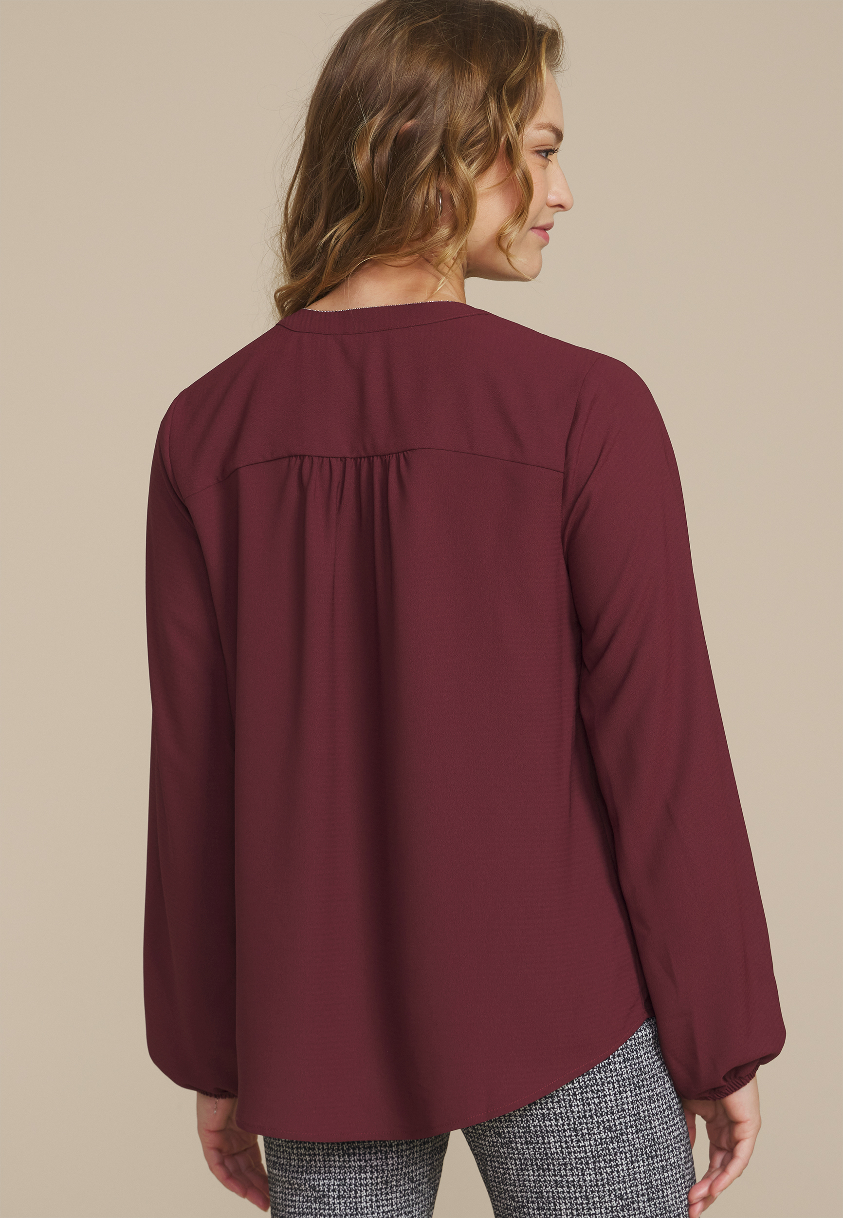 Silver Trim Notch Neck Blouse