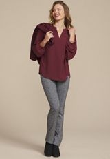 Silver Trim V Neck Blouse, C5212, small