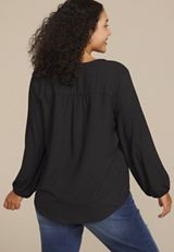 Plus Size Silver Trim V Neck Blouse, C106, small