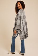 Whipstitch Plaid Blanket Kimono, , small