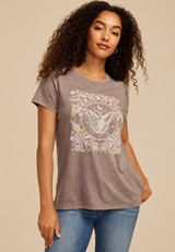 Floral Butterfly Classic Fit Graphic Tee, WARM STONE, small