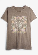 Floral Butterfly Classic Fit Graphic Tee, WARM STONE, small