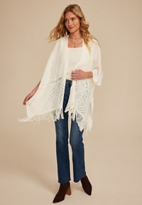 Whipstitch Plaid Blanket Kimono