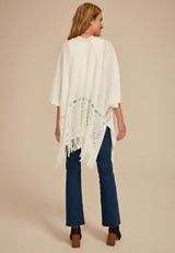 Fringed Textured Knit Kimono, C223, small
