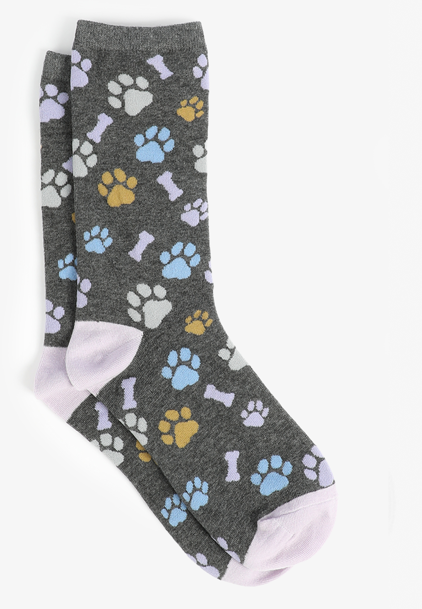 Paw Print Crew Sock