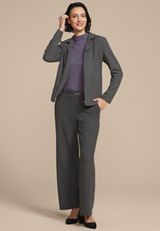 Pinstripe Knit High Rise Wide Leg Pant, GRAY COMBO, small