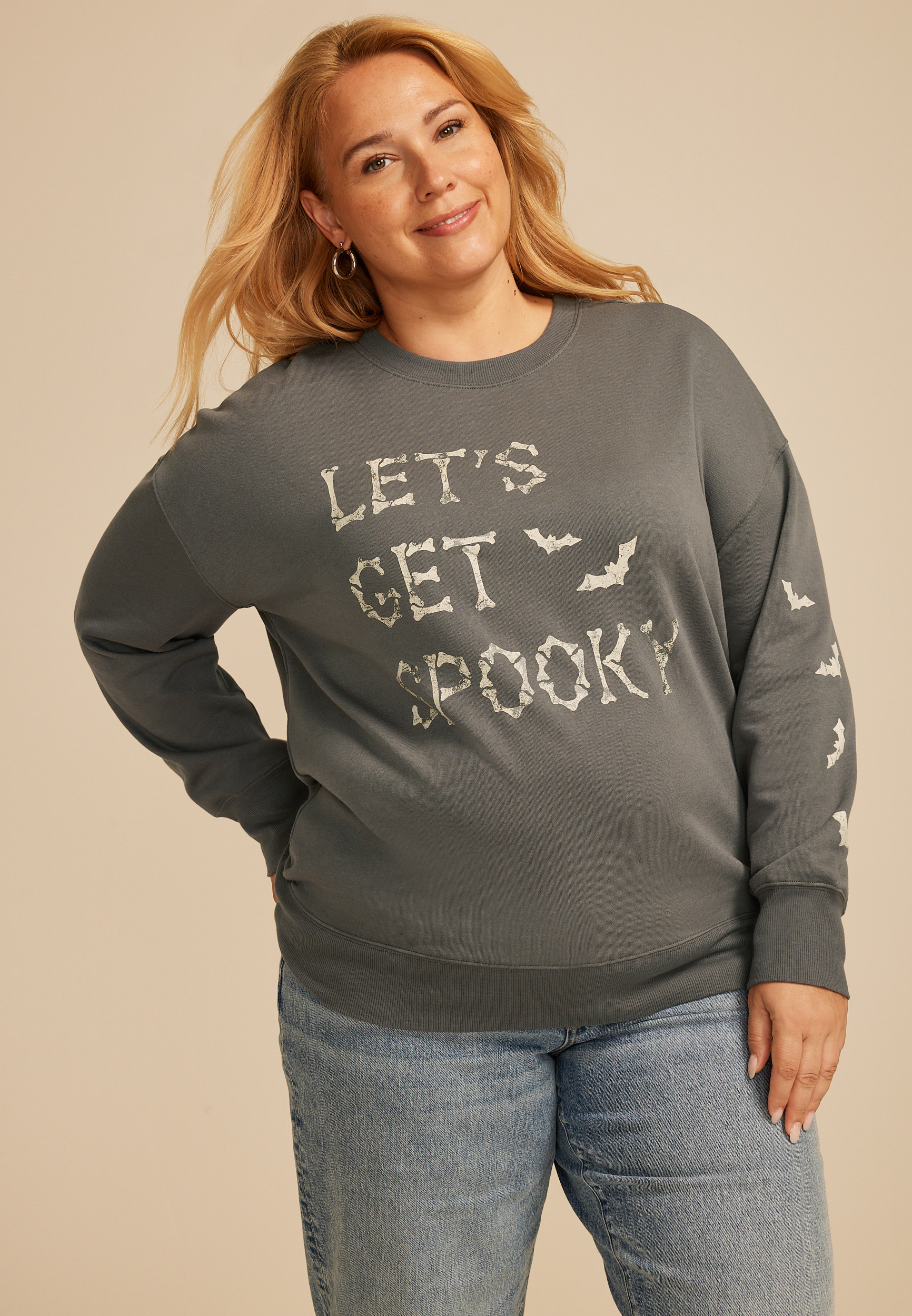 Plus Size Lets Get Spooky Relaxed Fit Sweatshirt, , large