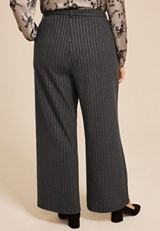 Plus Size Pinstripe Knit High Rise Wide Leg Pant, C1755, small