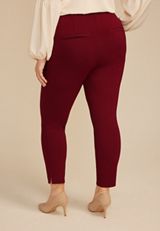 Plus Size Gold Buckle Ponte Pull On Skinny Pant, MULBERRY, small