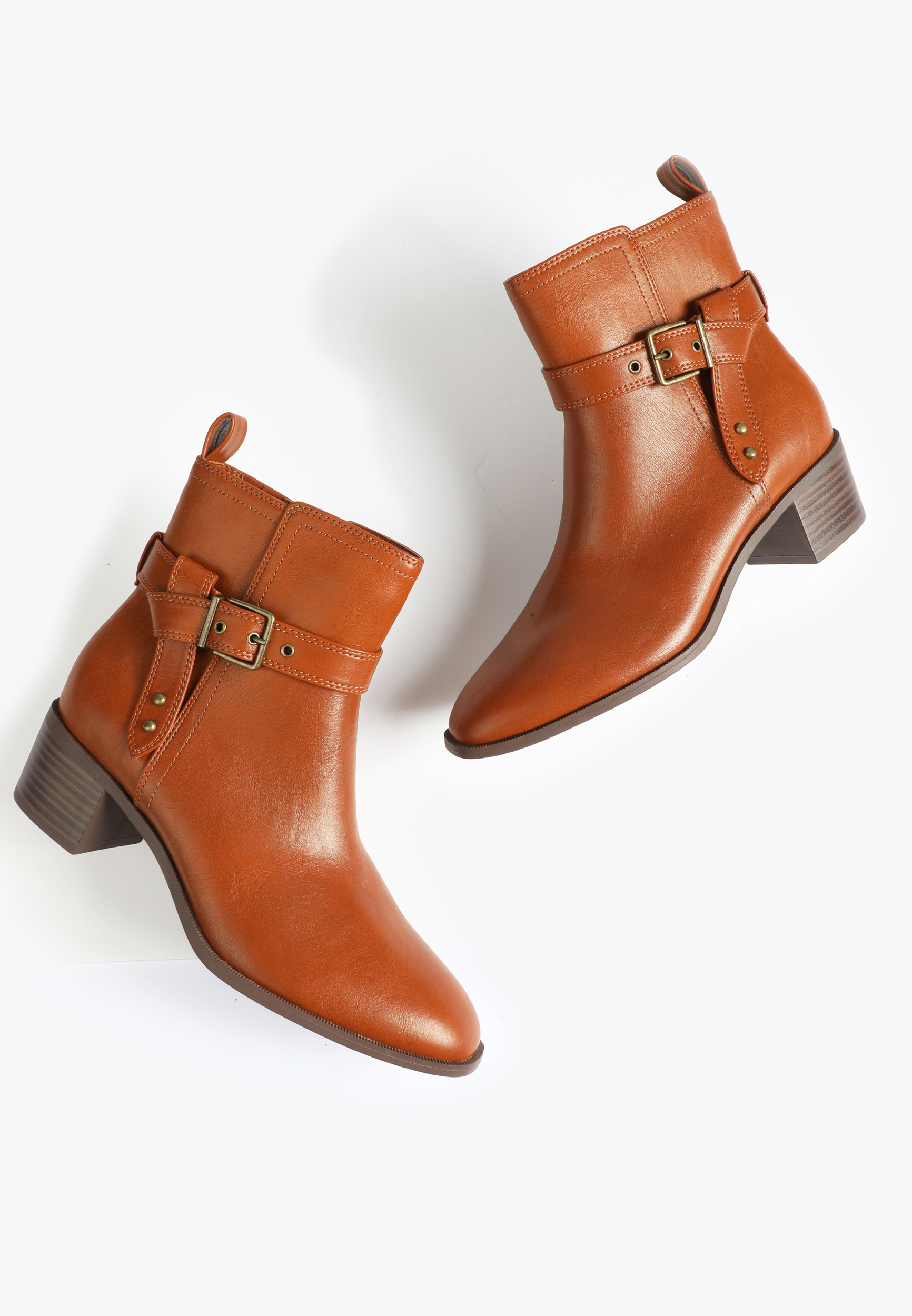 SuperCush Rachel Pointed Toe Buckle Boot, COGNAC, large