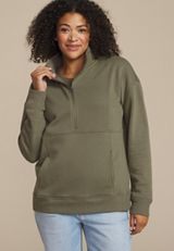 Variegated Half Zip Sweatshirt, ULTIMATE OLIVE, small