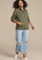 Variegated Half Zip Sweatshirt, ULTIMATE OLIVE, small