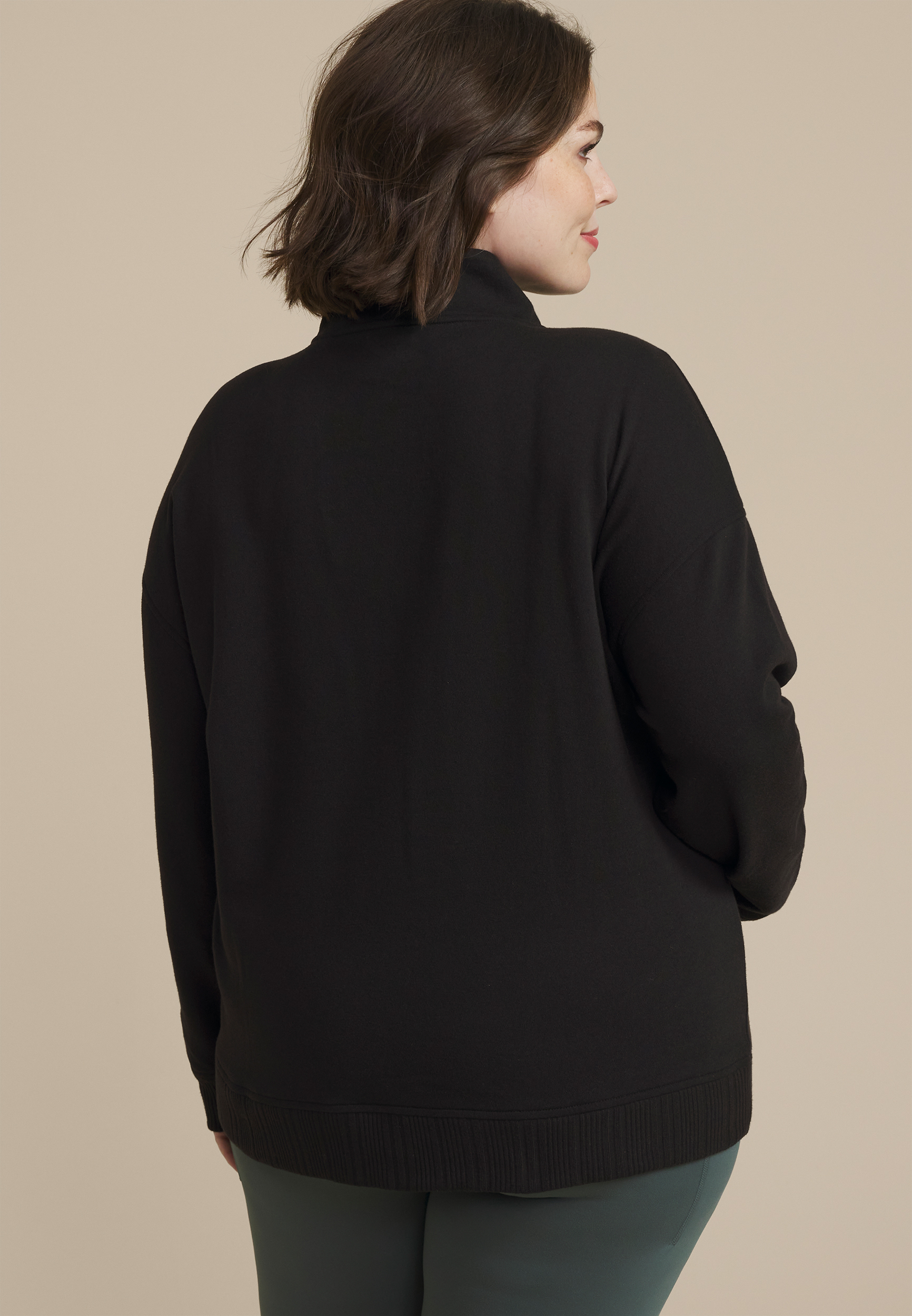 Plus Size Variegated Half Zip Sweatshirt