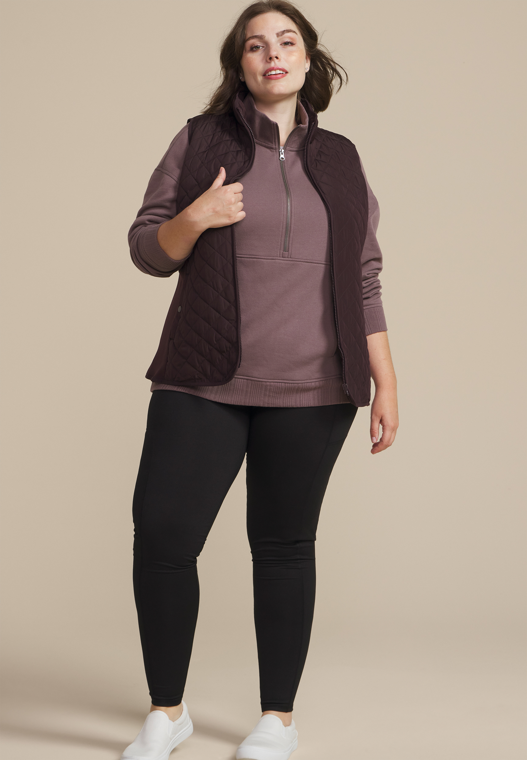 Plus Size Variegated Half Zip Sweatshirt, C4045, large