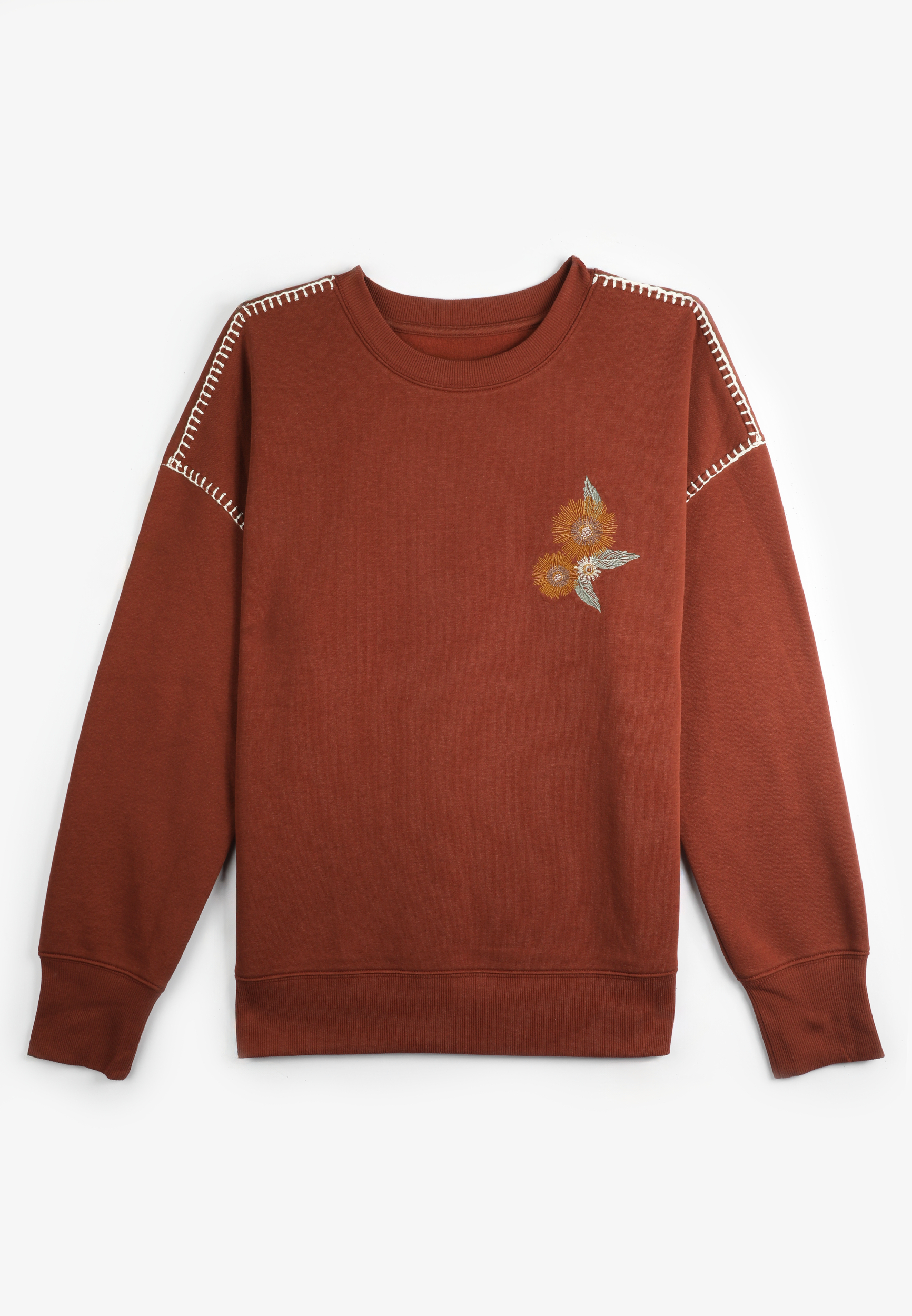 Whipstitch Embroidered Relaxed Fit Sweatshirt, , large