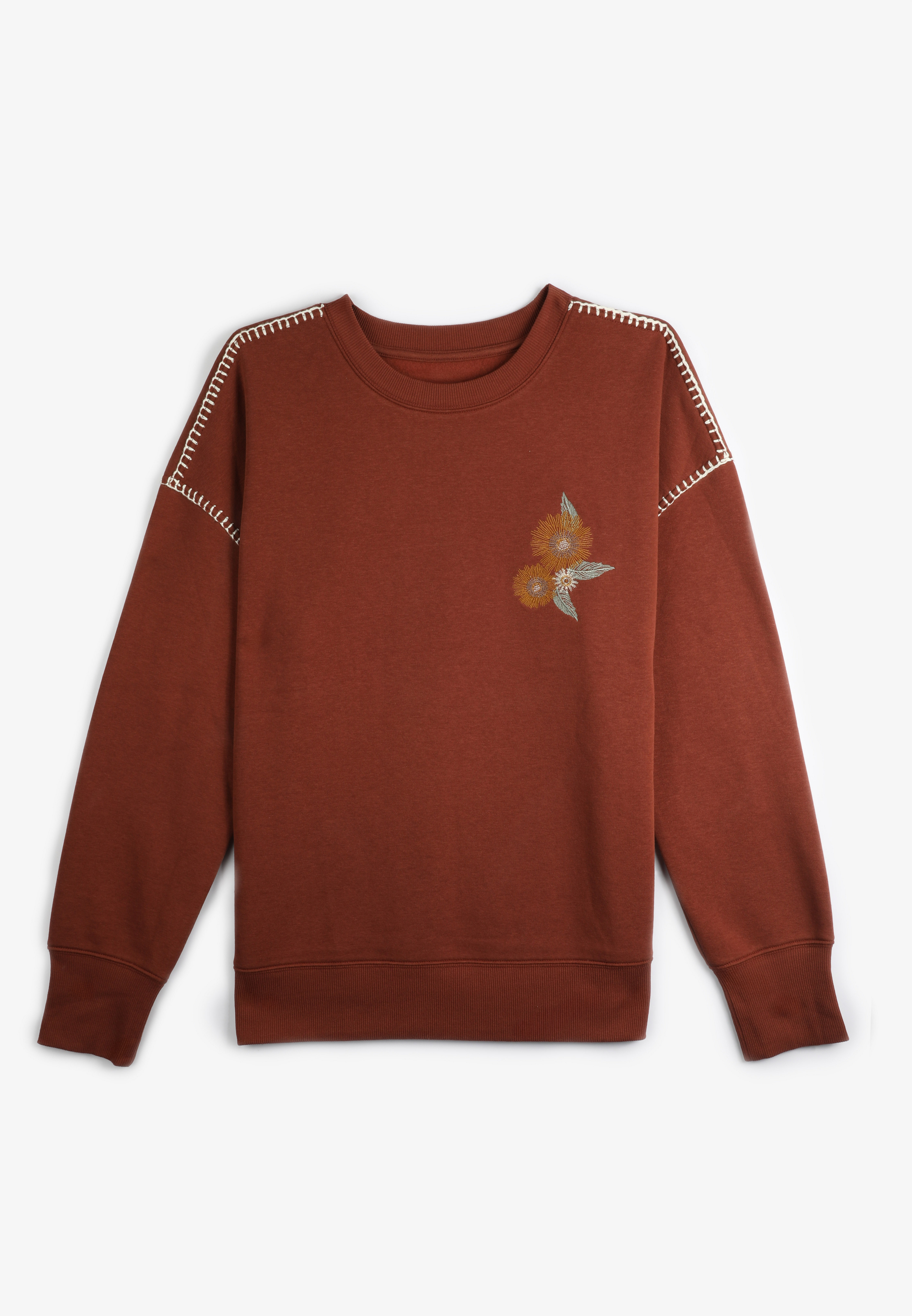 Whipstitch Embroidered Relaxed Fit Sweatshirt, , large