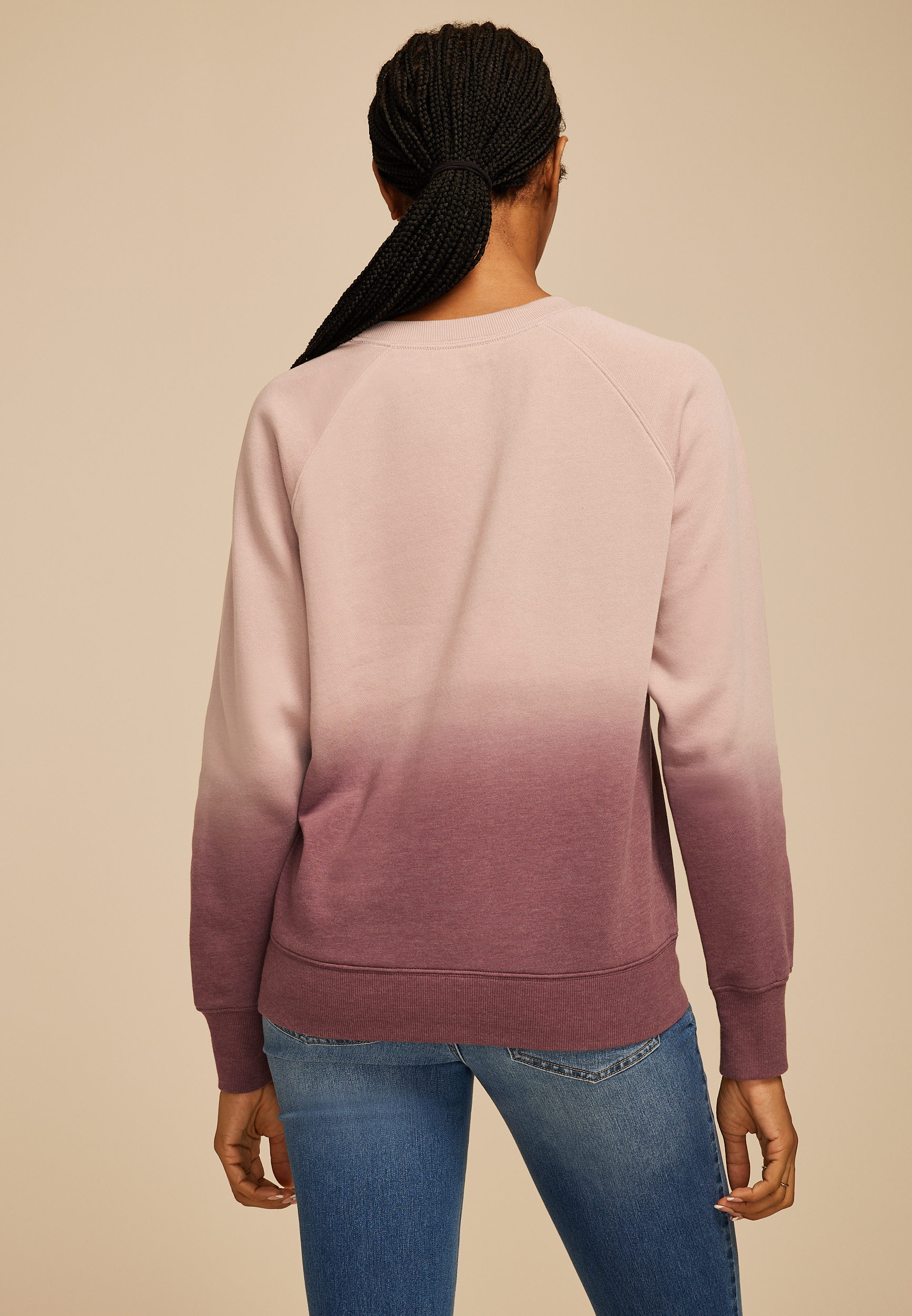 Mauve Dip Dye Relaxed Fit Sweatshirt, C5780, large