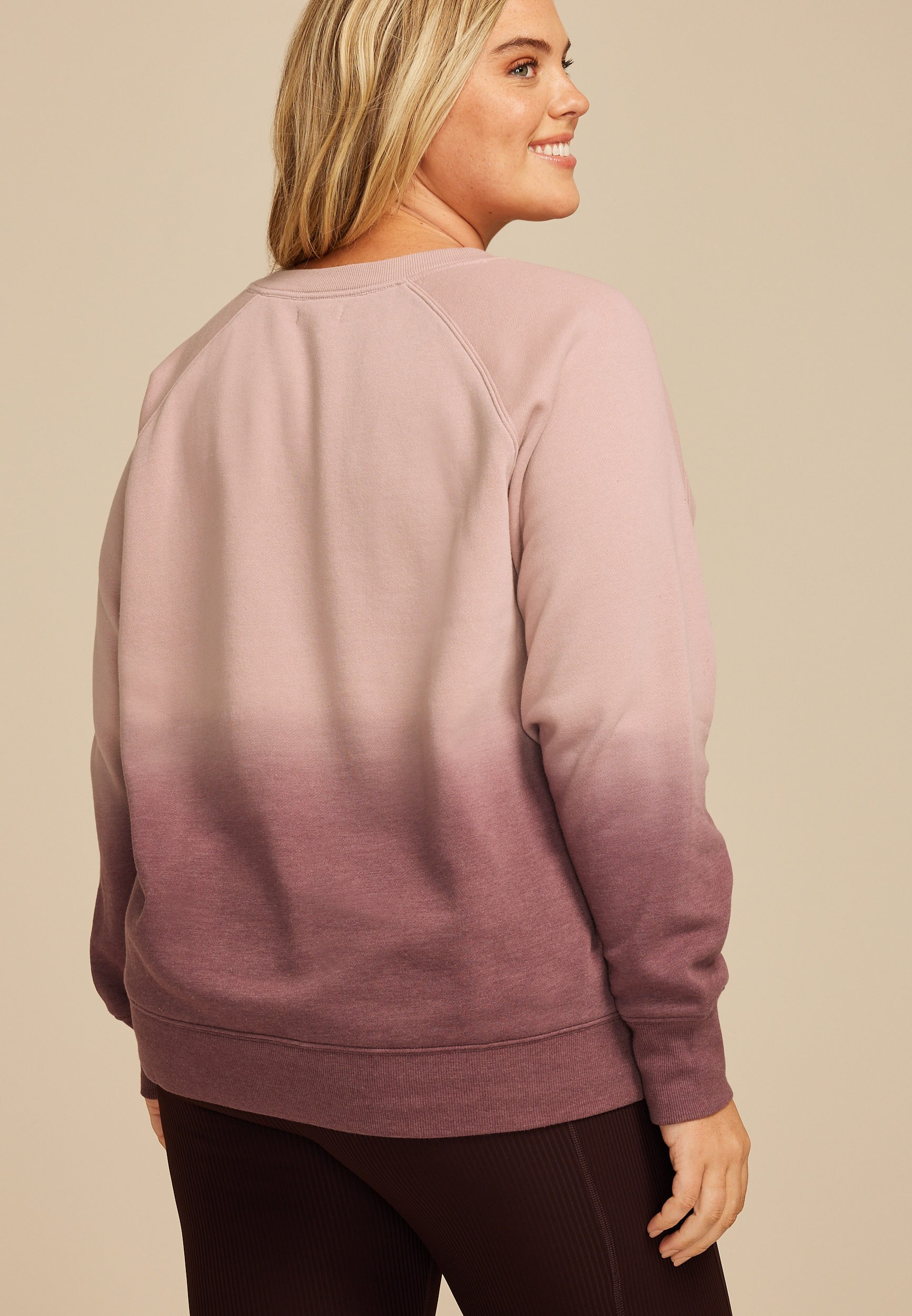 Plus Size Mauve Dip Dye Relaxed Fit Sweatshirt, C5780, large