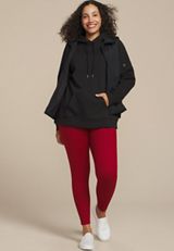 Plus Size Grommet Trim Accent Hoodie, BLACK, small
