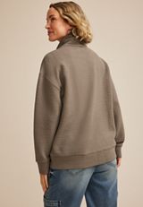 Textured Full Zip Sweatshirt, OAK TAUPE, small