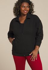 Plus Size Textured Full Zip Sweatshirt, C106, small