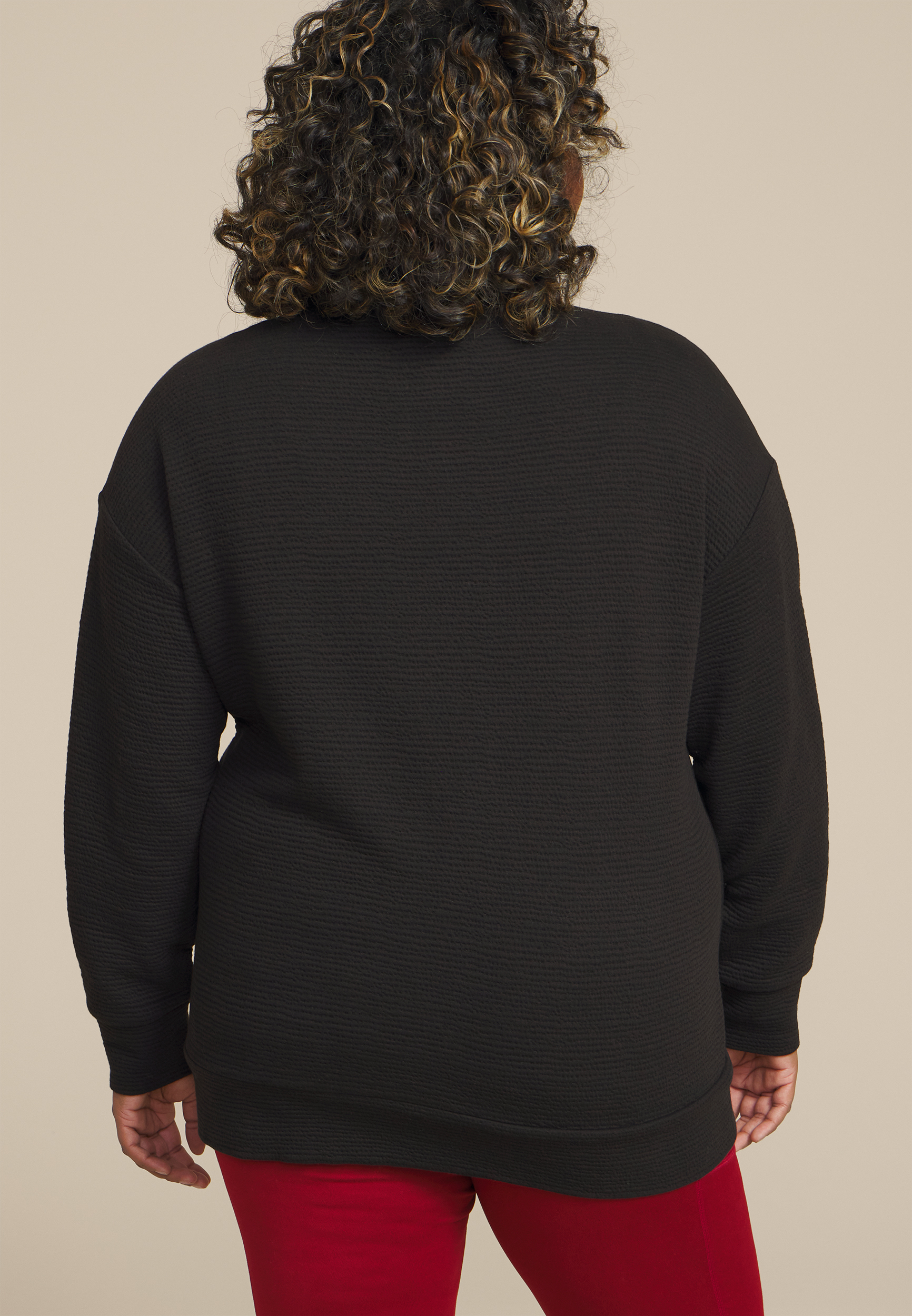 Plus Size Textured Full Zip Sweatshirt