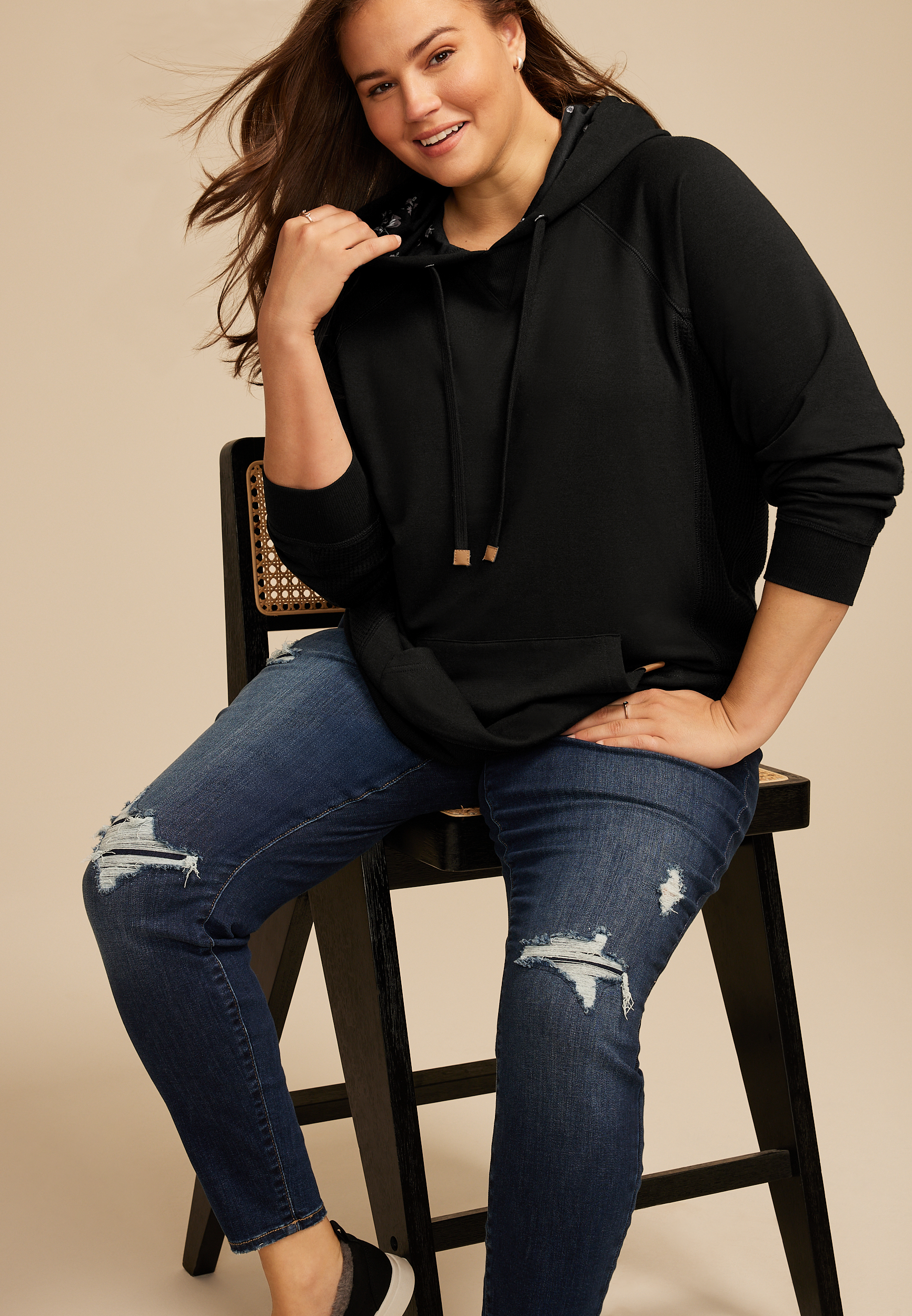 Plus Size Homeward Floral Hoodie