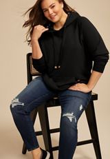 Plus Size Homeward Floral Hoodie, BLACK, small