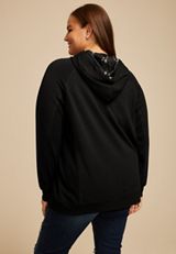 Plus Size Homeward Floral Hoodie, BLACK, small