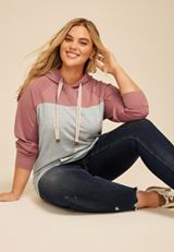 Plus Size Homeward Colorblock Hoodie, C2823, small