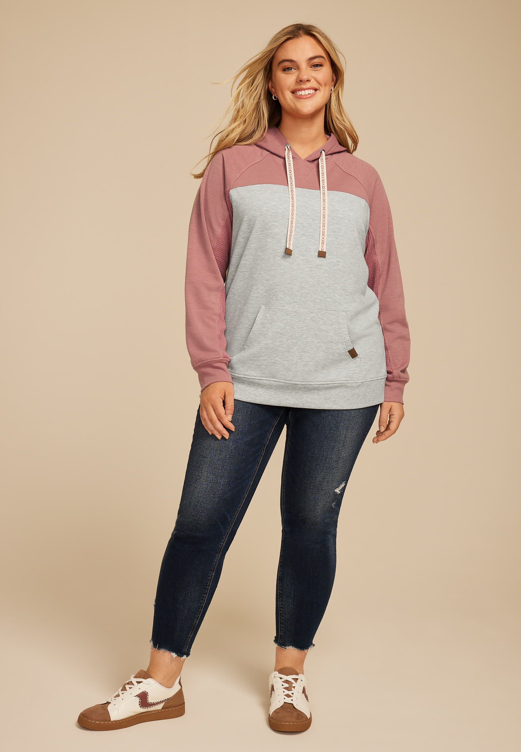 Plus Size Homeward Colorblock Hoodie, C2823, large