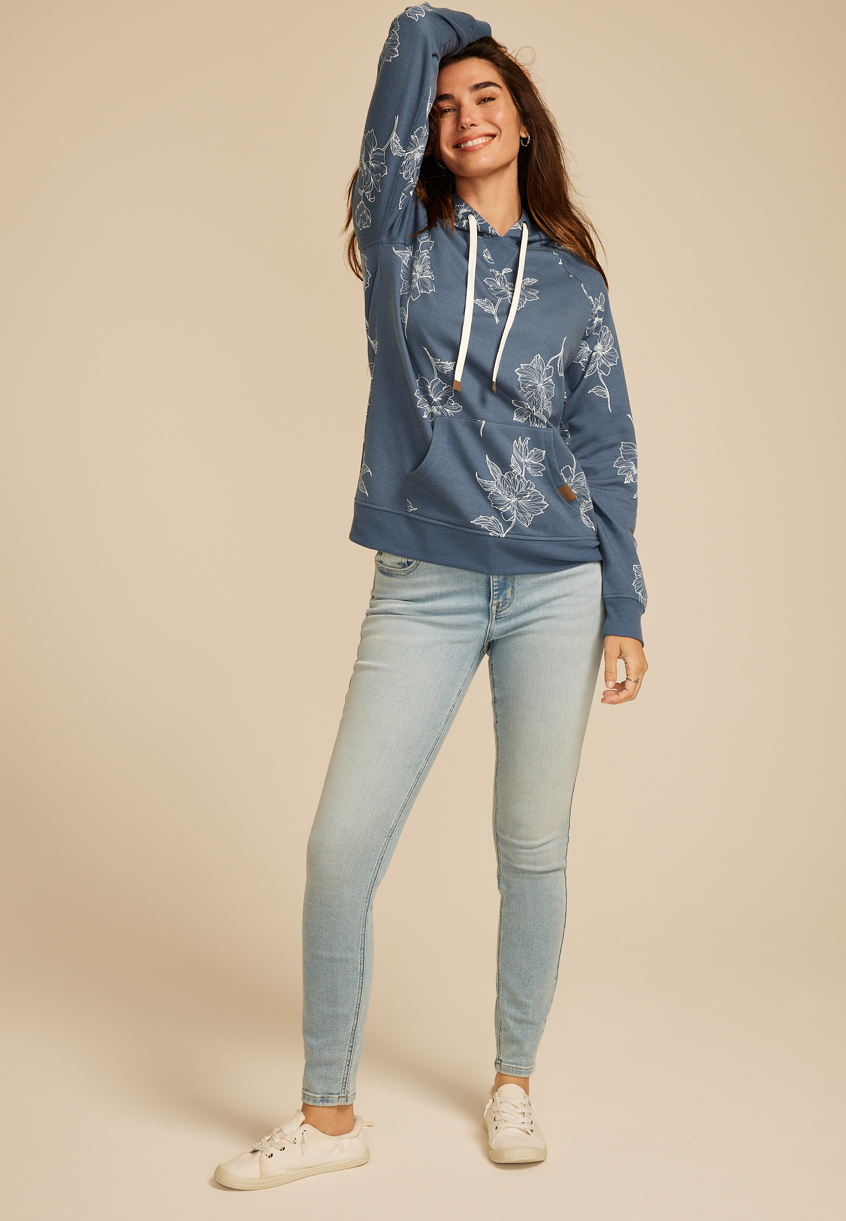 Homeward Placed Floral Hoodie, DUSK SKY, large