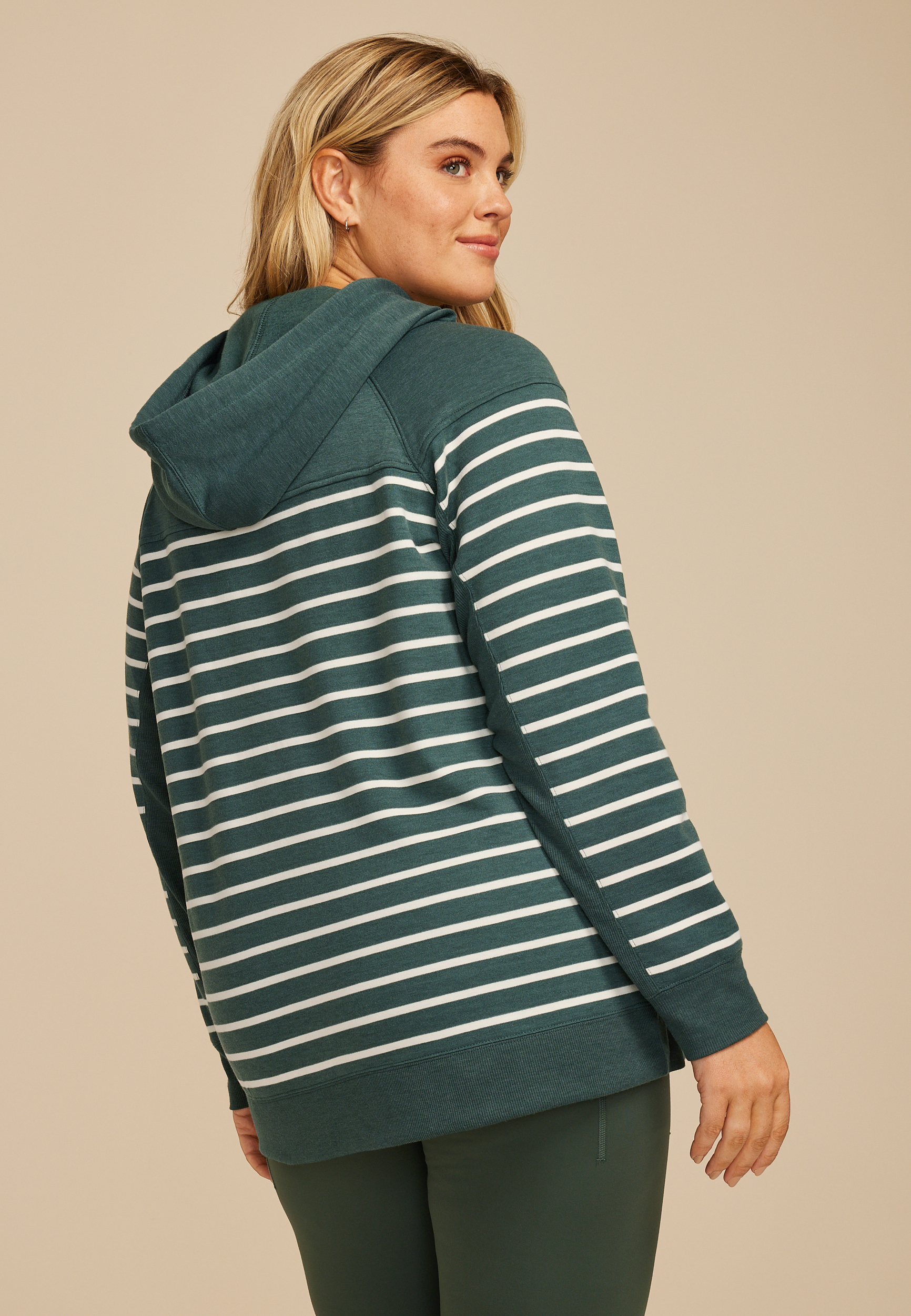 Plus Size Homeward Striped Hoodie, OPERA TEAL COMBO, large