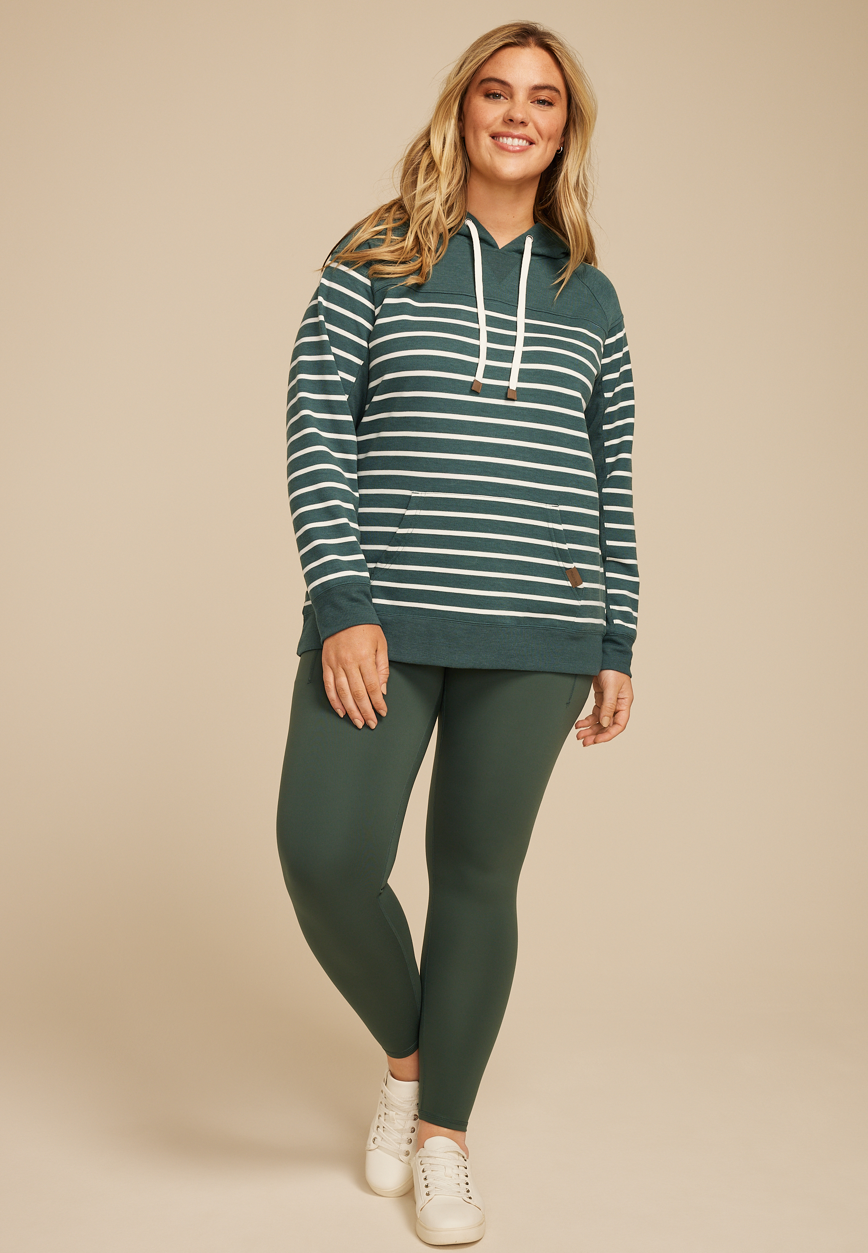 Plus Size Homeward Striped Hoodie, OPERA TEAL COMBO, large