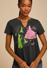 Wicked Glinda And Elphaba Classic Fit Graphic Tee, BLACK, small