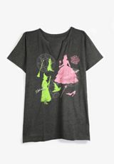 Wicked Glinda And Elphaba Classic Fit Graphic Tee, BLACK, small