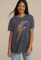 Star Lightning Bolt Oversized Fit Graphic Tee, BLUE JASMINE, small