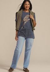 Star Lightning Bolt Oversized Fit Graphic Tee, BLUE JASMINE, small