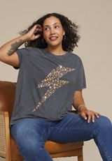 Plus Size Star Lightning Bolt Oversized Fit Graphic Tee, C1919, small