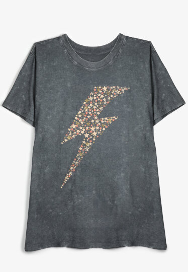 Plus Size Star Lightning Bolt Oversized Fit Graphic Tee, C1919, large
