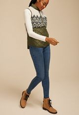 Fair Isle Sherpa Quilted Vest, , small