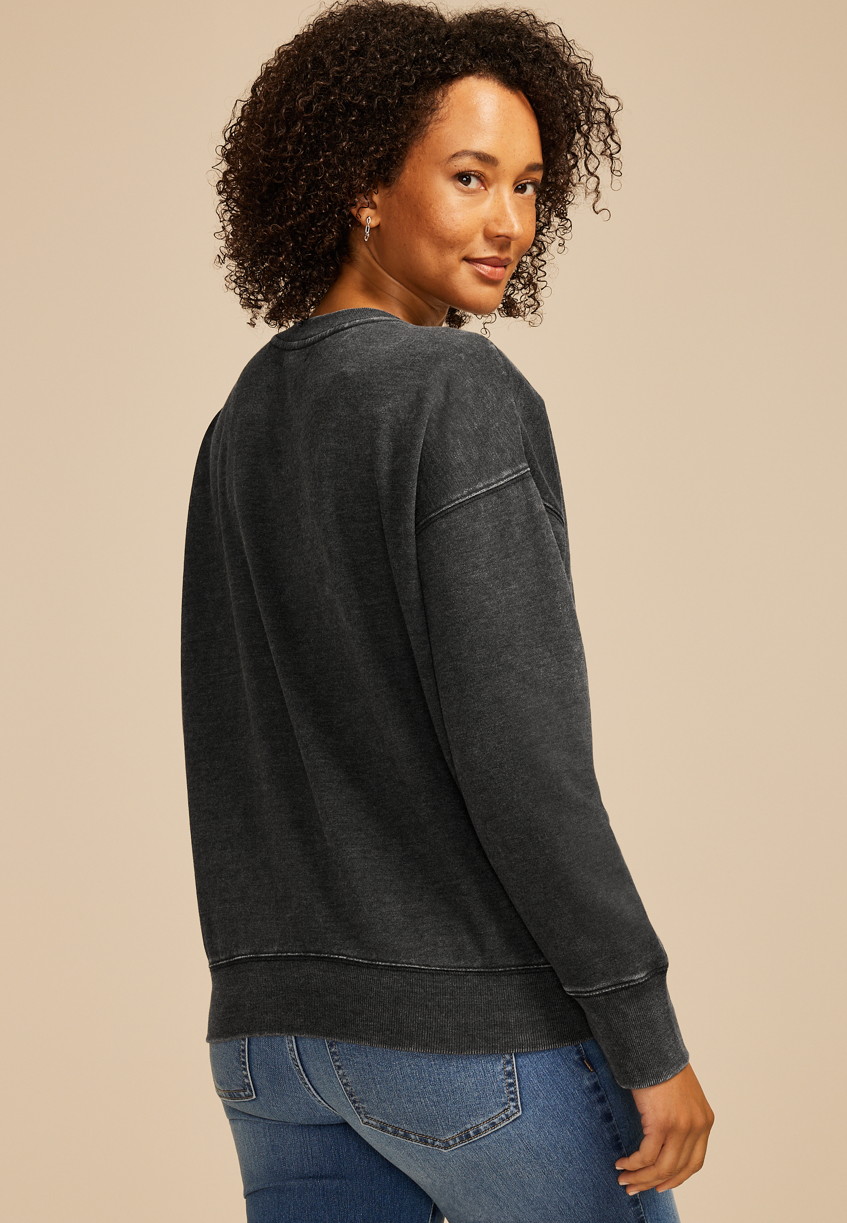 Skull Applique Relaxed Fit Sweatshirt, , large