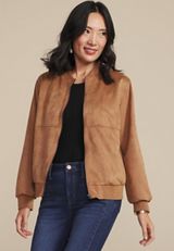Tan Suede Bomber Jacket, C210, small